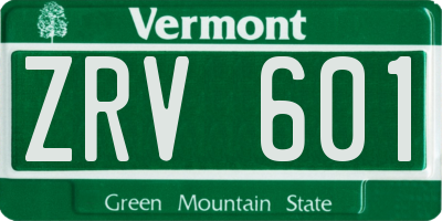 VT license plate ZRV601