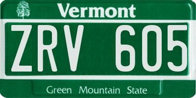 VT license plate ZRV605
