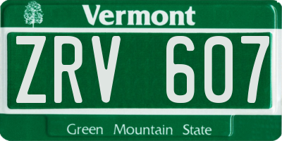 VT license plate ZRV607