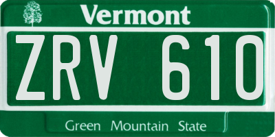 VT license plate ZRV610