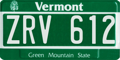 VT license plate ZRV612
