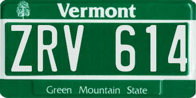 VT license plate ZRV614