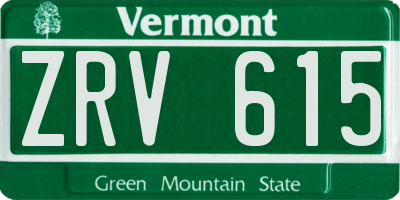 VT license plate ZRV615