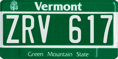 VT license plate ZRV617