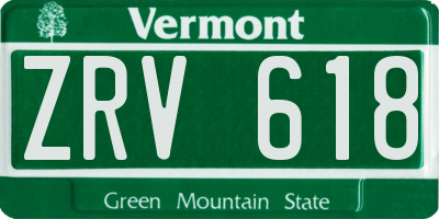 VT license plate ZRV618