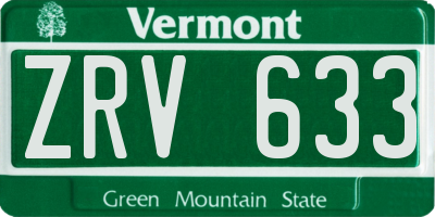 VT license plate ZRV633