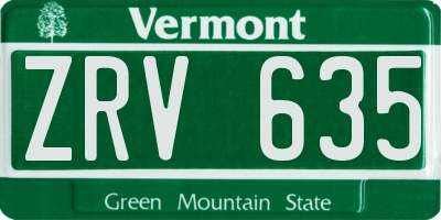 VT license plate ZRV635