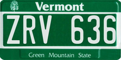 VT license plate ZRV636