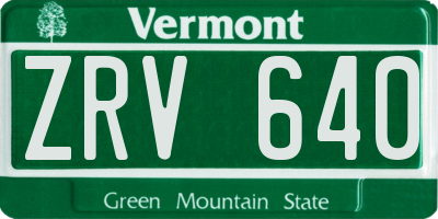 VT license plate ZRV640