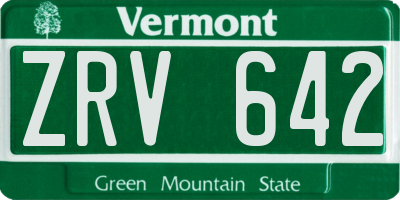 VT license plate ZRV642