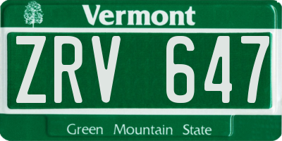 VT license plate ZRV647