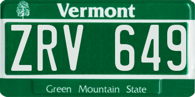 VT license plate ZRV649