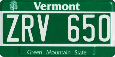 VT license plate ZRV650