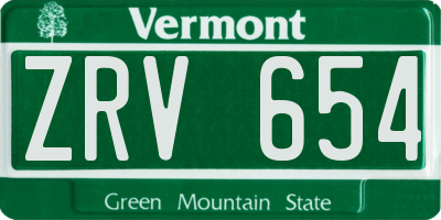 VT license plate ZRV654