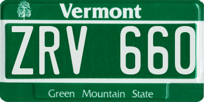 VT license plate ZRV660