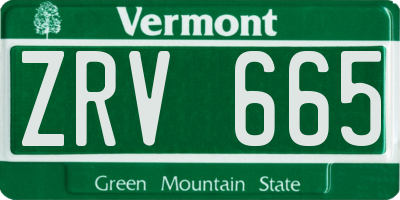 VT license plate ZRV665