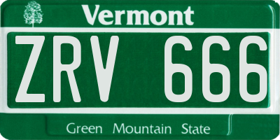 VT license plate ZRV666