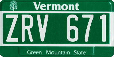 VT license plate ZRV671