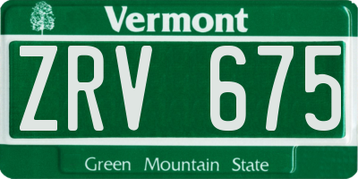 VT license plate ZRV675