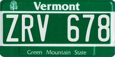 VT license plate ZRV678