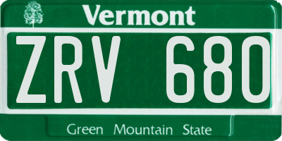 VT license plate ZRV680