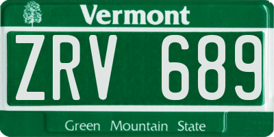 VT license plate ZRV689