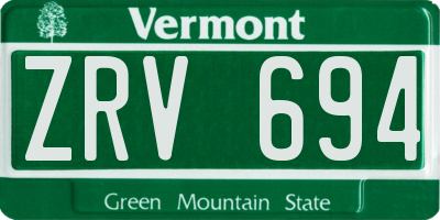 VT license plate ZRV694