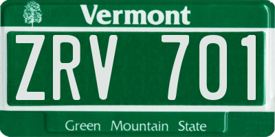 VT license plate ZRV701