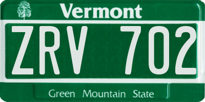 VT license plate ZRV702