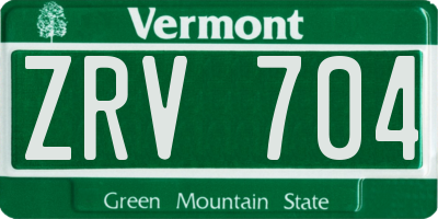 VT license plate ZRV704