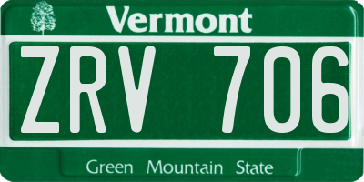 VT license plate ZRV706