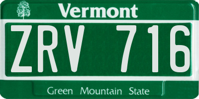 VT license plate ZRV716