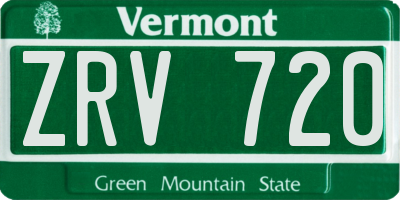 VT license plate ZRV720