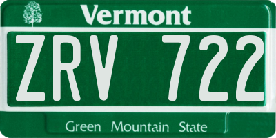 VT license plate ZRV722