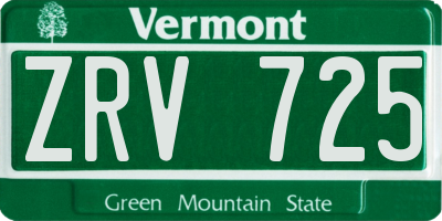 VT license plate ZRV725