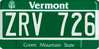VT license plate ZRV726