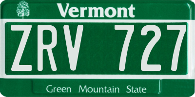 VT license plate ZRV727