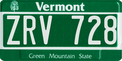 VT license plate ZRV728