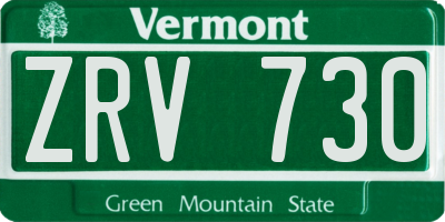VT license plate ZRV730