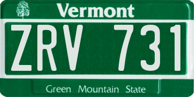 VT license plate ZRV731