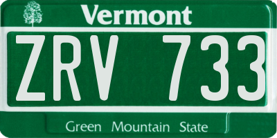 VT license plate ZRV733
