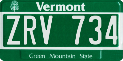 VT license plate ZRV734