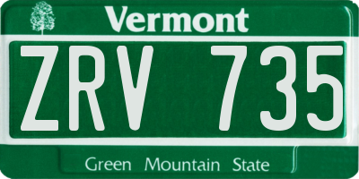 VT license plate ZRV735