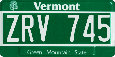 VT license plate ZRV745