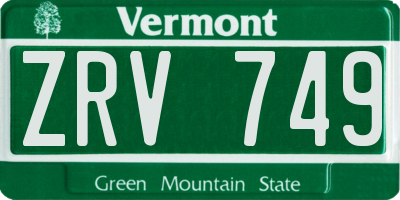 VT license plate ZRV749