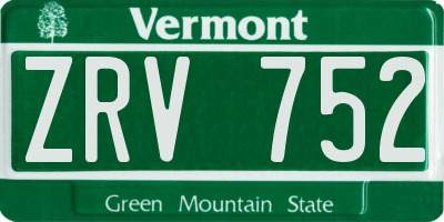 VT license plate ZRV752