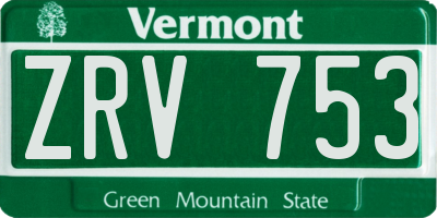 VT license plate ZRV753