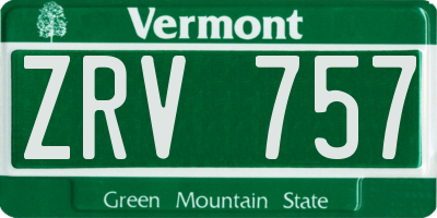 VT license plate ZRV757