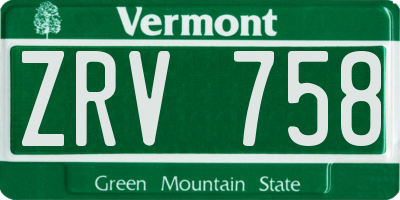 VT license plate ZRV758