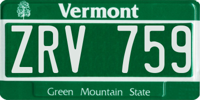 VT license plate ZRV759